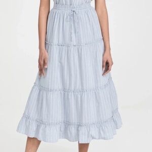 Madewell Striped Pull-On Ruffle Tiered Maxi Skirt